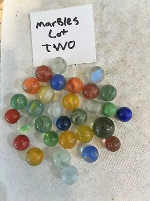 Lot Of 30 Various Vintage Marbles Glass Round Shooters Cats Eye Marble Swirl • $10.25