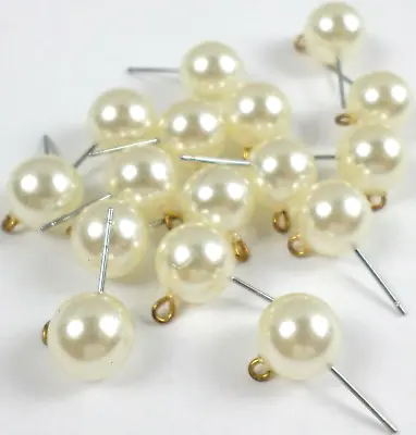16 - Vintage 8 Pair White Faux 10mm Pearls Beads Earring W/Hook /Loop Connectors • $10