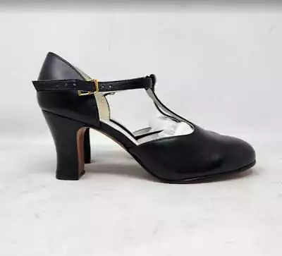 Women's 9W Capezio Closed Toe T-strap Chorus Black Dance Character Shoes 9 Wide • $199.99