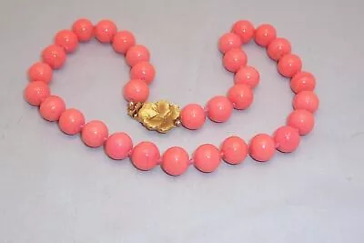 Vintage Rare Signed Joseph Mazer Salmon Coral Bead Necklace 15 1/2 Choker • $199.99