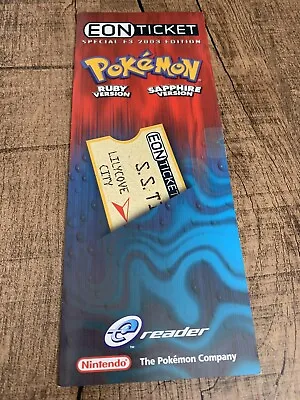 $1500 • Buy Eon Ticket - Pokemon Ruby & Sapphire E-Reader Card - Authentic And Never Used
