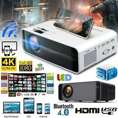 Projector 23000 Lumens 1080P 3D LED 4K Mini WiFi Video Home Theater Cinema HDMI • £114.96