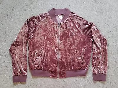 Mossimo Supply Co Y2k Jacket Crushed Velvet Bomber Pocket Salmon Color Grunge XL • $15.99