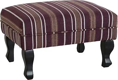 £62.99 • Buy Sherborne Footstool Cushioned Rest Seat Bench Chair Burgundy Stripe Fabric