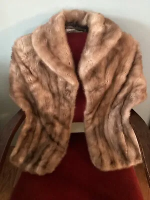 Vintage Mink Fur Light Brown Wrap Shrug Stole Cape Jacket One Size Beautiful • $75