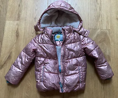 £13 • Buy Mini Boden Girls Rose Gold/Pink Puffer Jacket/Coat Shaggy Lined 6-7