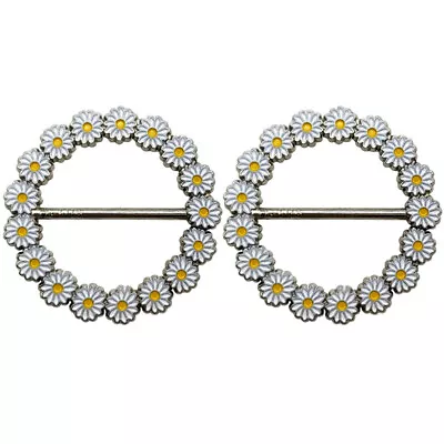 KESYOO 2pcs Shirt Clips Scarf Buckle Daisy Flower Scarf Ring Jewelry-SC • £7.88