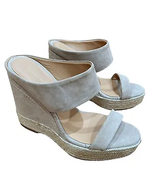 $180 • Buy Paloma Barcelo Women’s Espadrille Wedge Sandals Size 40 US 10 Beige Suede WORN 1
