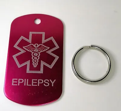 EPILEPSY Medical Alert ID  Blue Purple SOS Tag Free Personalization • £3