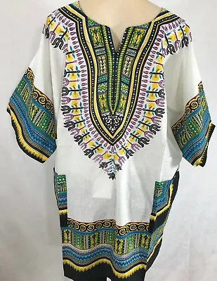 Big Size African Men Women White Dashiki Shirt Top Blouse Hippie Tribal Caftan  • $15.99