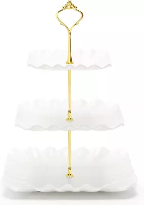 3 Tier Cupcake Stand Plastic Tiered Serving Stand Square Dessert Tray For Tea • $15.26