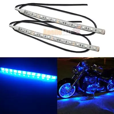 2pcs Blue 12-SMD LED Strip Light For Car Motorcycle Under Glow Accent Lighting • $10.99