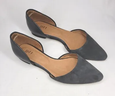 J Jill D'orsay Leather Pointed Flat Ballet Shoes US Size 8 Grey SHU077351 • $27.99