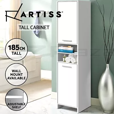 Artiss Bathroom Cabinet Storage 185cm White Tallboy Furniture Toilet Cupboard • $92.95