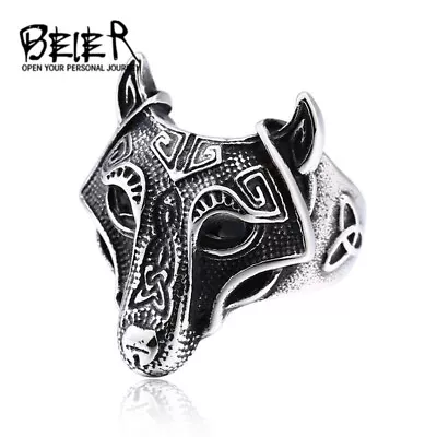 Viking Wolf Head Stainless Steel Ring For Men's Titanium Steel Ring • $9.99