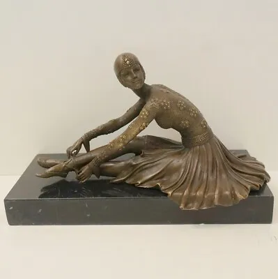 Statue Dancer Art Deco Style Art Nouveau Style Bronze Signed Sculpture • £191.73