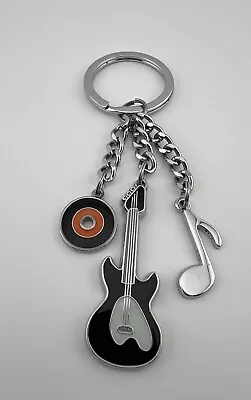 Troika Silver Tone Enamel Guitar Record Music Note Keychain. Keyring. Used. • $7.95