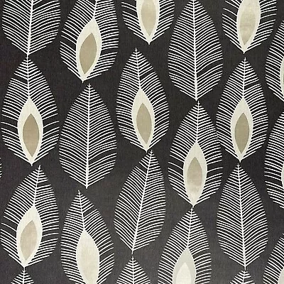 Arthouse Glam Feather Wallpaper Leaves Charcoal Black Cream Metallic Gold Leaf • £6.26