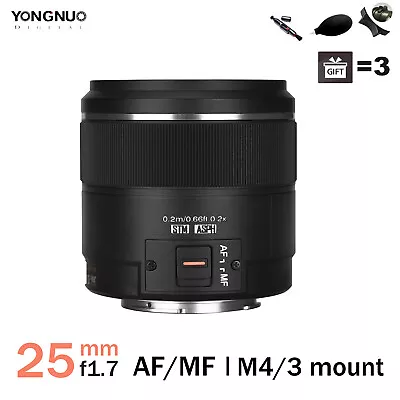 Yongnuo YN25mm F1.7M AF MF Lens Micro 4/3 Mount For M43 Olympus Panasonic Camera • $174.90