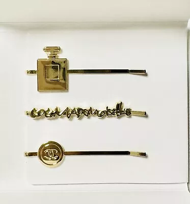 CHANEL VIP-Gift Hair Accessories - Set Of 3 Gold Plated Hair Clips - New In Box • £76.17