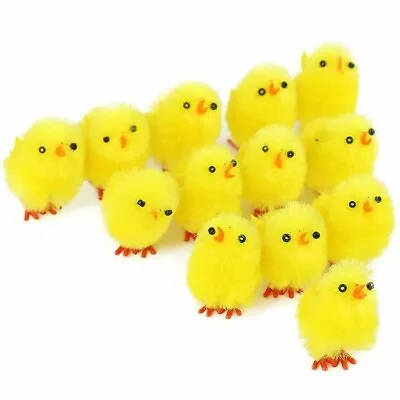 6 Small Yellow Fluffy Mini Chicks Easter Decoration Bonnet Chick Egg Hunt • £3.23