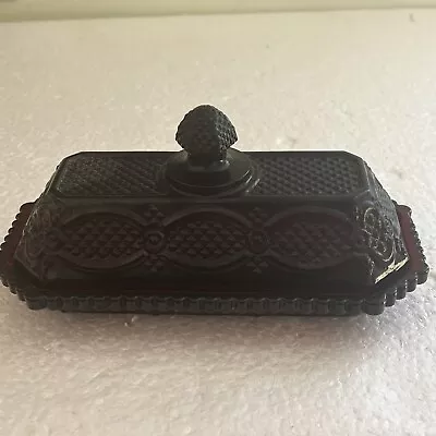 1876 Cape Cod Collection Covered Butter Dish Vintage Avon Ruby Red Glass • $18