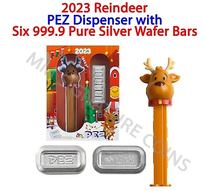 2023 Reindeer PEZ Dispenser From PAMP Suisse W/ 30g .9999 Silver Wafer Bars • £86.85