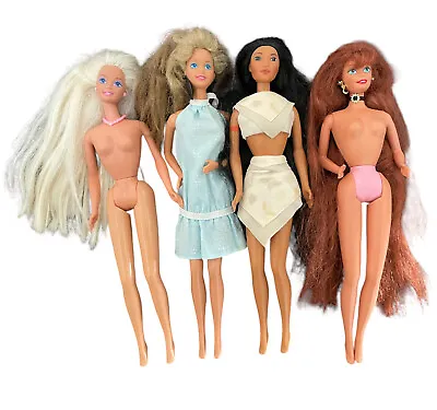 80s Barbie Dolls Beautiful Faces Long Hair 4Dolls Mattel Used Dresses For OOAK • $18.99