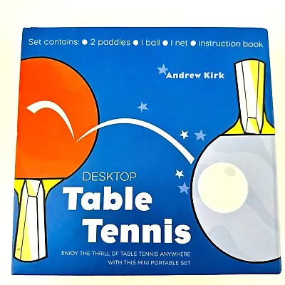 Desktop Tennis Mini Portable Set - 2 Paddles Ball Net Rule/fact Book NOB • $16.39