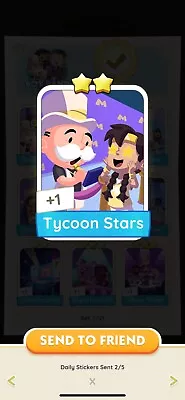 Tycoon Stars🌟🌟Set 7 Monopoly Go Sticker Read Description⚡️🚀Fast Send • $2.39