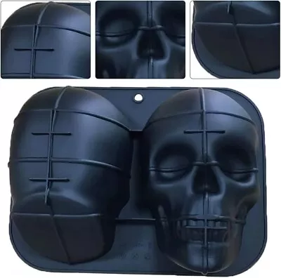 Skull Head CAKE Mould  Large 3D Silicone Cake Baking Chocolate Mold • £11.99