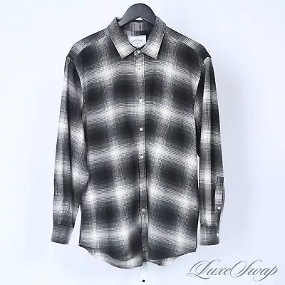 #1 MENSWEAR Portuguese Flannel Black Green White Multi Gradient Tartan Shirt XL • $9.99