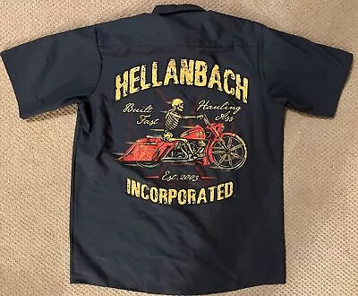 Red Kap Hellanbach Incorporated Mechanic Button Up Gray Short Sleeve Shirt Large • $39.95