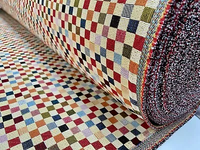Teflon Squares Woven Outdoor Gobelin Fabric Tapestry Curtains Material 55  Wide • £1.20