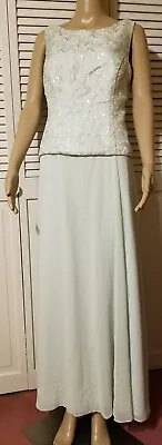 David's Bridal Pale Mint Green Formal Evening Dress Beaded Lace Chiffon 12 • $20