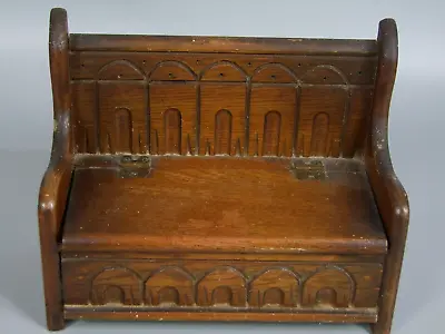 Antique Oak Musical Cigarette In The Form Of A Church Pew Bench • £40