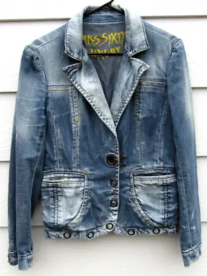 EUC Medium Miss Sixty Luxury Italy Denim Jean Mod Jacket Blazer Style • $12