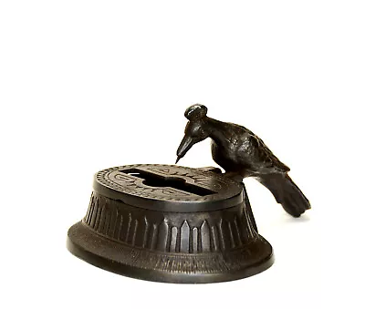 Large Oval Bronze Woodpecker Bird Match Holder And Dispenser • $425