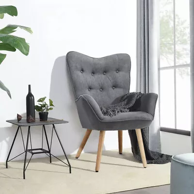 Upholstered Tub Accent Chair Fabric Lounge Sofa Living Room Bedroom Armchairs  • £119.95