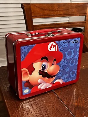 MARIO Nintendo DS Metal Tin Lunchbox Collectible Carrying Case Red Excellent • $9