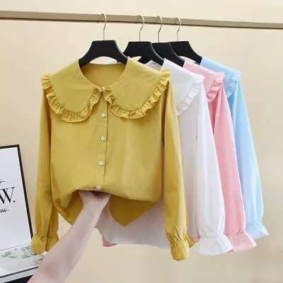 $13.99 • Buy Cute Lolita Blouse Peter Pan Collar Women Shirt Korean Style Lady Teenage Girl