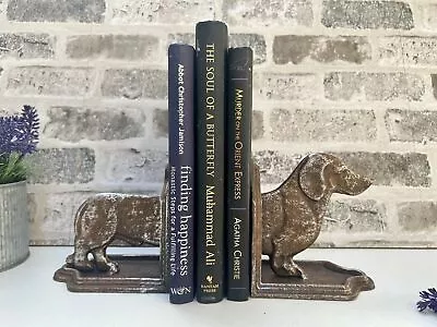 Pair Iron Dachshund Sausage Dog Book End Bookends Holders Library Gift • £29.99