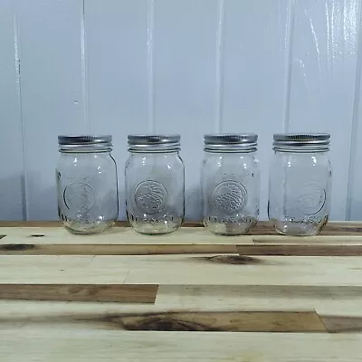 Lot Of 4 Vintage Anchor Hocking Golden Harvest Mason 975 Pint Glass Canning Jars • $25.19