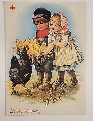 JENNY NYSTROM Easter Greeting Card-Finland Farm Children Vintage Postcard 1995 • $6.74