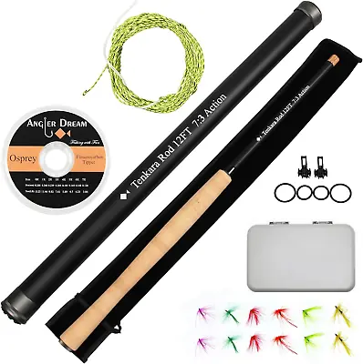 12/13FT Tenkara Rod Kit 30T Carbon Fiber Telescopic Fly Fishing Rod Combo With F • $106.33