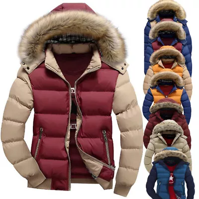 Bubble Mens Padded Fur Hooded Coat Winter Warm Thick Puffer Quilted Parka Jacket • £33.83