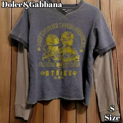 DOLCE & GABBANASleeve Switching Sweatshirt Flocky Print Sweater Gray  Size S Men • $188