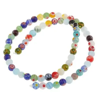 Millefiori Lampwork Glass Round Bead Loose Spacer Bead For • £6.36