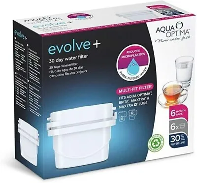 £13.95 • Buy Aqua Optima 6 Pack Evolve+ 30 Day Water Filter Cartridges, Fits Brita  Maxtra