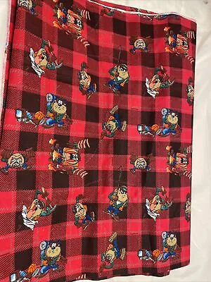 Vintage 1994 BTHY Warner Brothers Camping Taz Looney Tunes Fabric Red 78” X 55” • £89.94